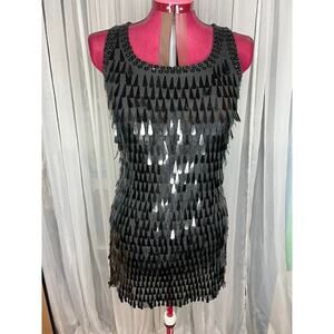 Vintage  beaded fringe wiggle dress black